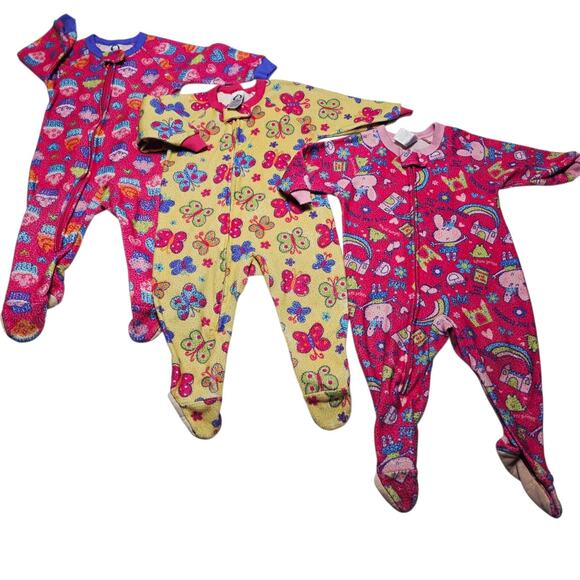 Vintage Gerber Infant Baby Sleeper Footie Pajamas Size 12 Months Girls -Lot Of 3 - Picture 1 of 6